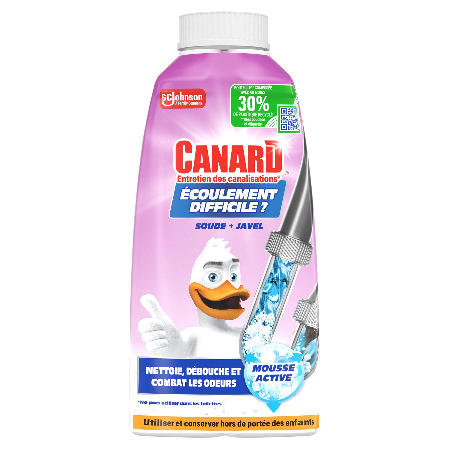 Déboucheur canalisations Écoulement difficile, mousse active, 500 ml - CANARD WC
