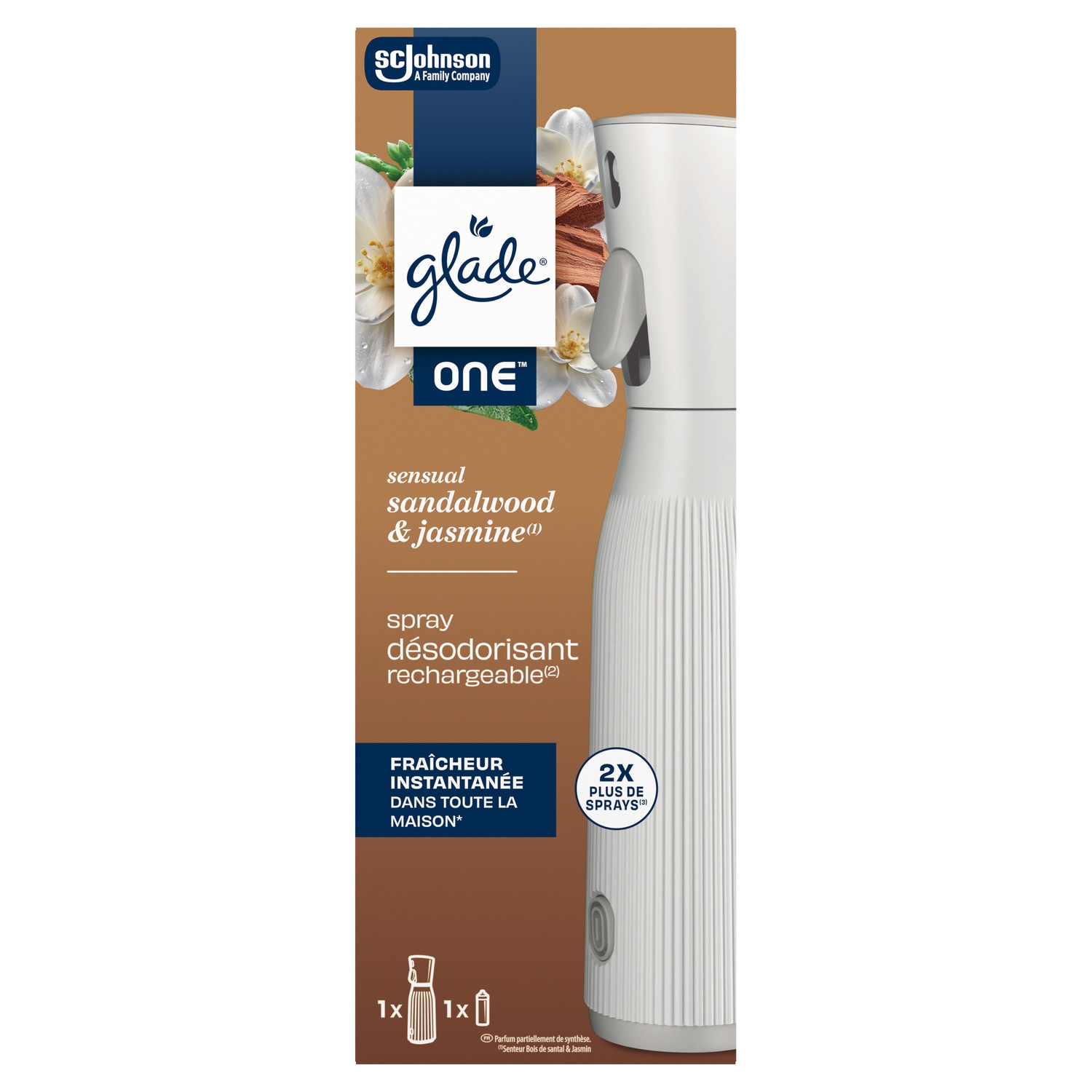 Spray désodorisant rechargeable Bois de santal et jasmin, 10 ml - Glade