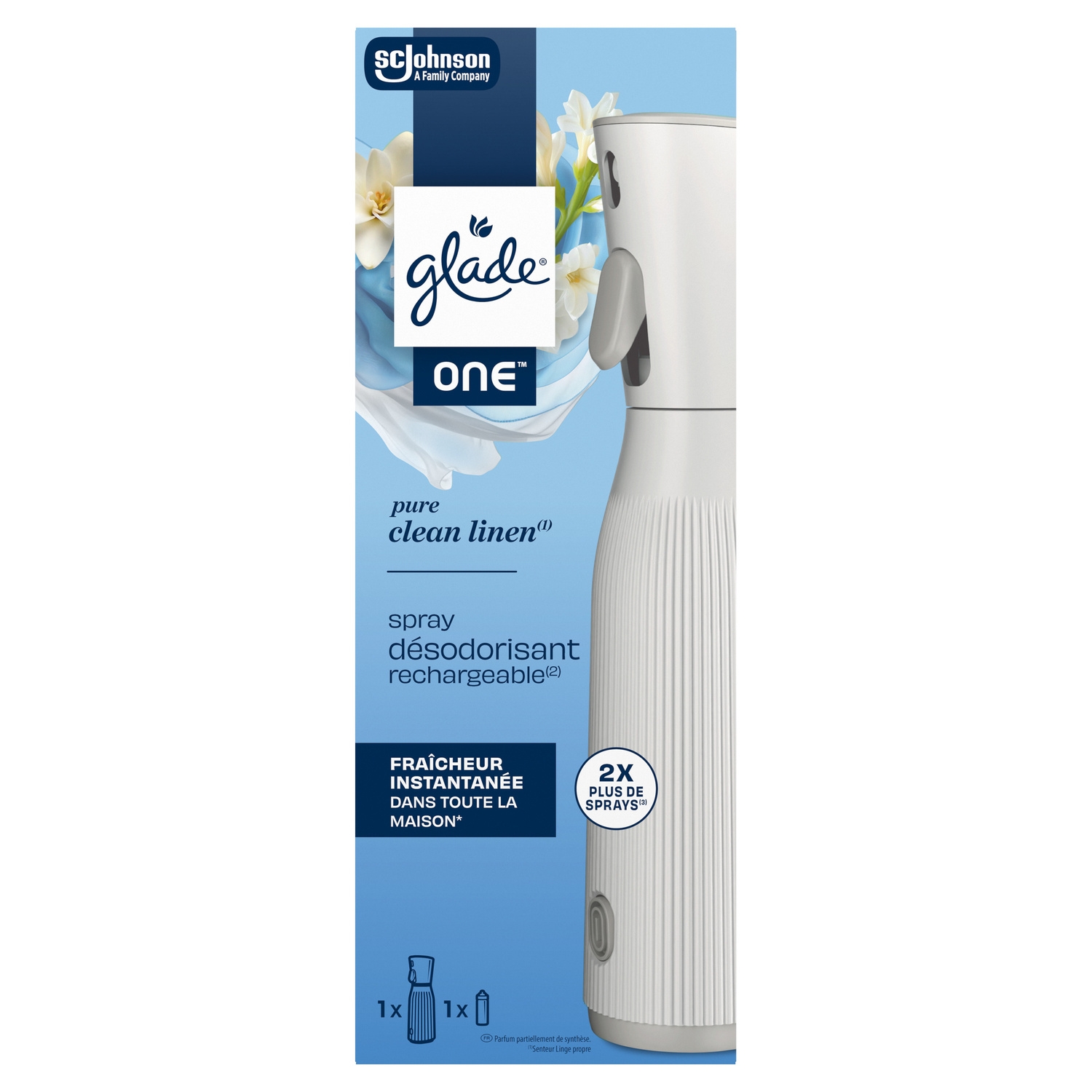 Spray désodorisant rechargeable Linge propre, 10 ml - Glade