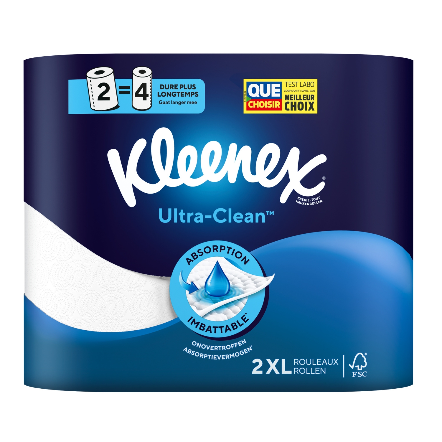 Essuie-tout Ultra-Clean, 2 rouleaux XL - KLEENEX