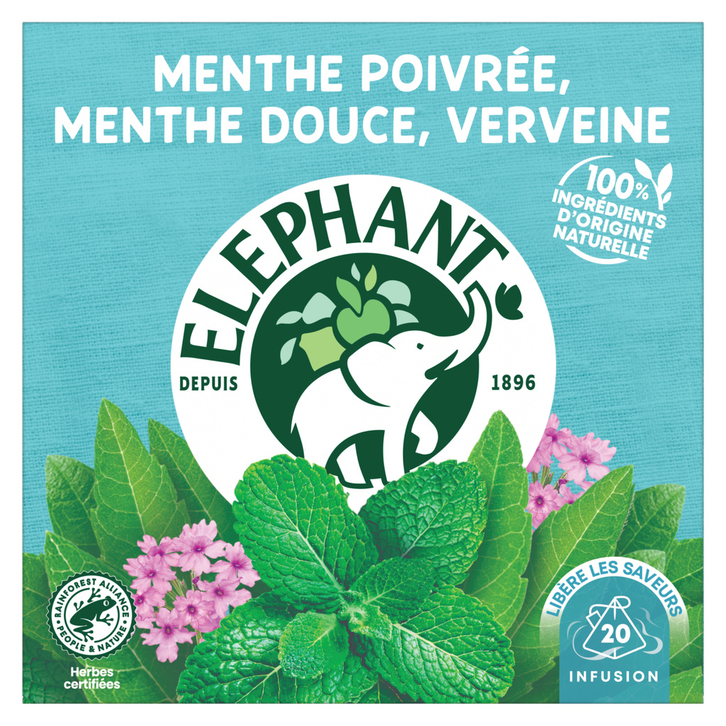 Infuso menta piperita, menta dolce e verbena x20 - ELEPHANT