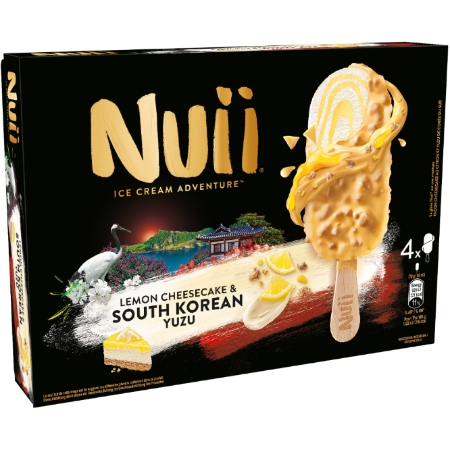 Glaces bâtonnet cheesecake citron et yuzu x4, 280 g - NUII