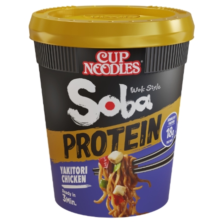 Cup Noodles Soba Wok Style Protein poulet yakitori 18 g de protéines 90 g - NISSIN