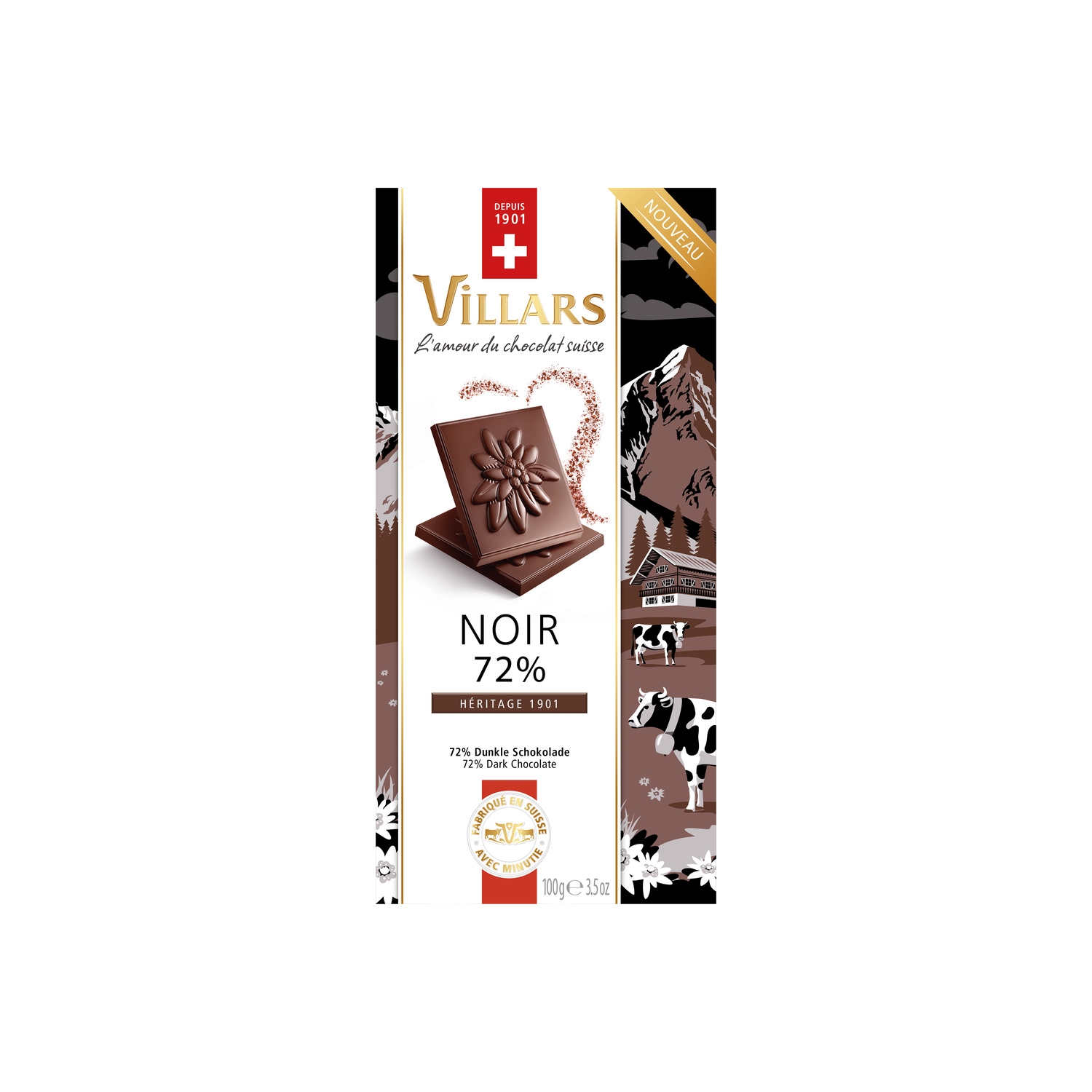 Pure chocolade 72 % Héritage 100 g - VILLARS