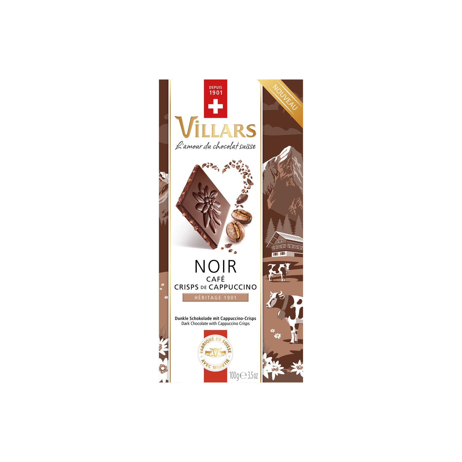 Dark Chocolate Coffee with Cappuccino Crisps 100 g - VILLARS