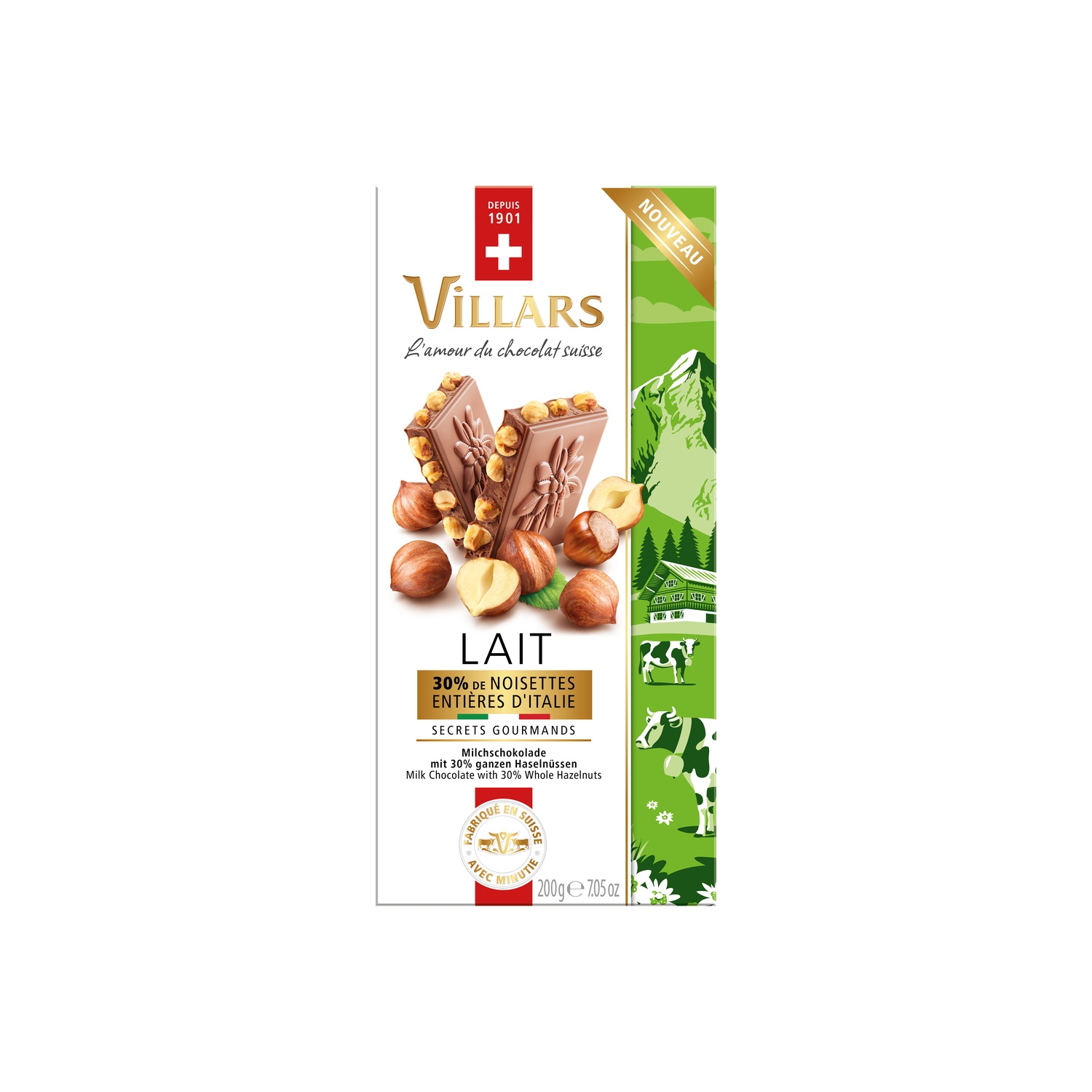 Milk Chocolate with Whole Hazelnuts 200 g - VILLARS