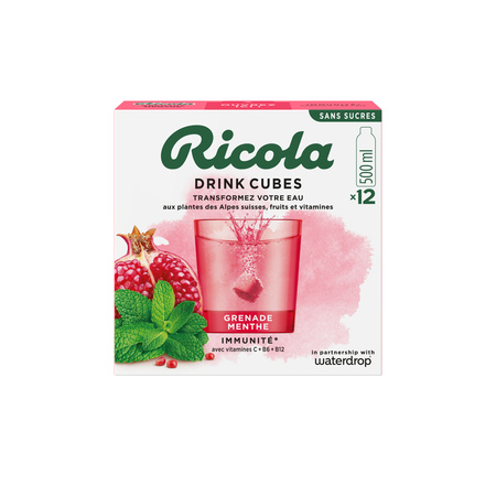 Préparation pour boisson cube effervescent au goût de grenade et menthe 12x50cl - RICOLA