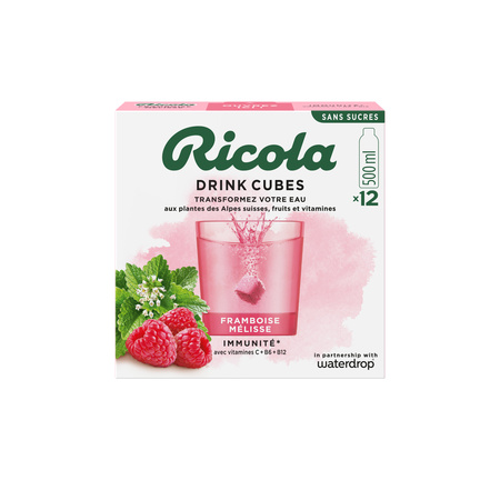 Préparation pour boisson cube effervescent au goût de framboise mélisse 12x50cl - RICOLA