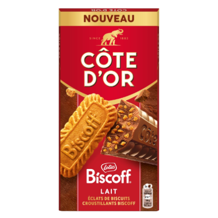 Tablette de Chocolat Eclats de Biscuit Croustillant Biscoff 190g - CÔTE D'OR