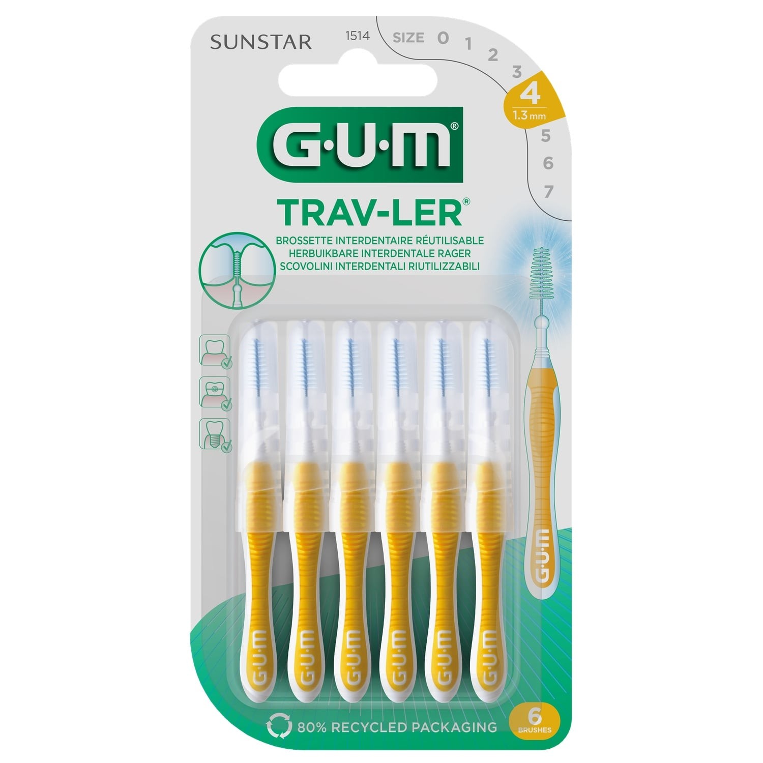 Brossettes interdentaires Travel 1,3 mm conique - GUM
