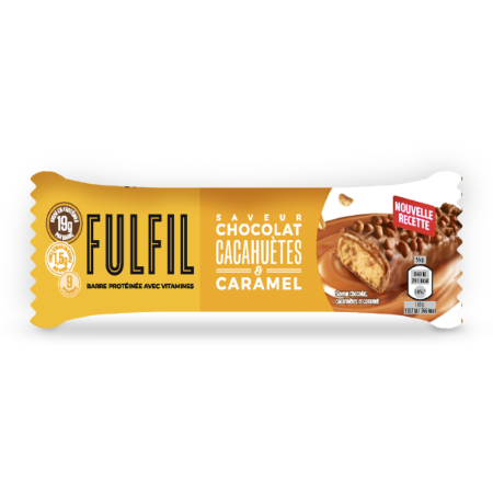 Barre protéinée saveur chocolat cacahuètes et caramel 19 g de protéines et 9 vitamines 55 g - FULFIL
