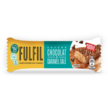 Barre protéinée saveur chocolat et caramel salé 20 g de protéines et 9 vitamines 55 g - FULFIL