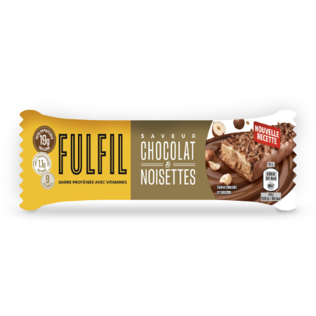 Barre protéinée saveur chocolat et noisettes 19 g de protéines et 9 vitamines 55 g - FULFIL