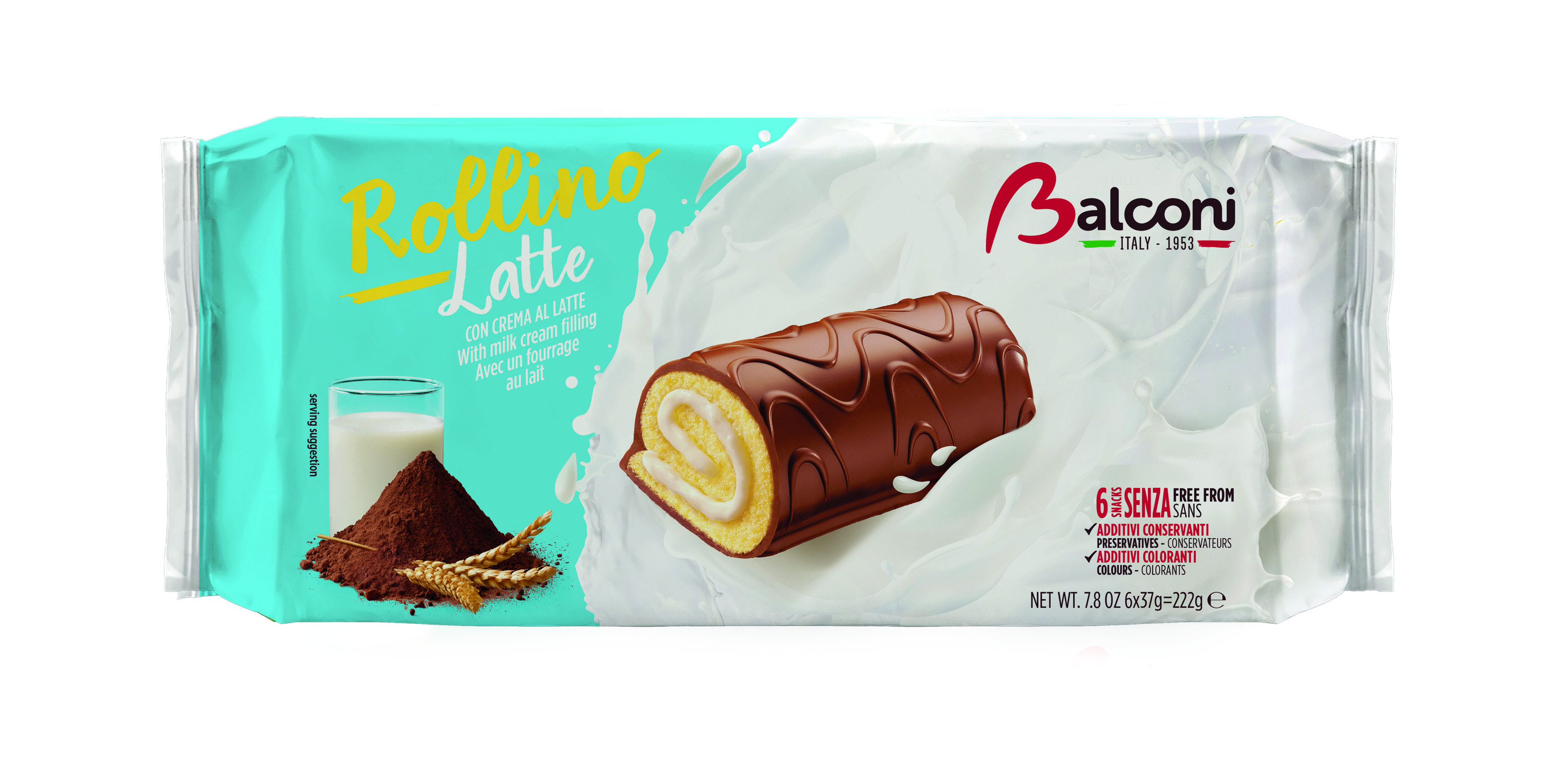 Gâteau Rollino Latte 6x37g 222g - BALCONI