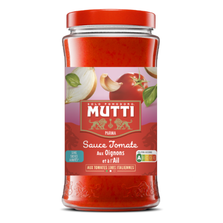 Sauce tomate aux oignons et à l'ail tomates 100% italiennes sans sucres ajoutés 400 g - MUTTI