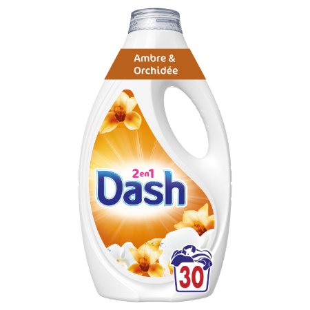 Lessive Liquide 2en1 Ambre et Orchidée 30 Lavages 1,35L - DASH