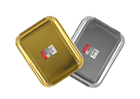 2 Plateaux Carton 29x39cm Dore