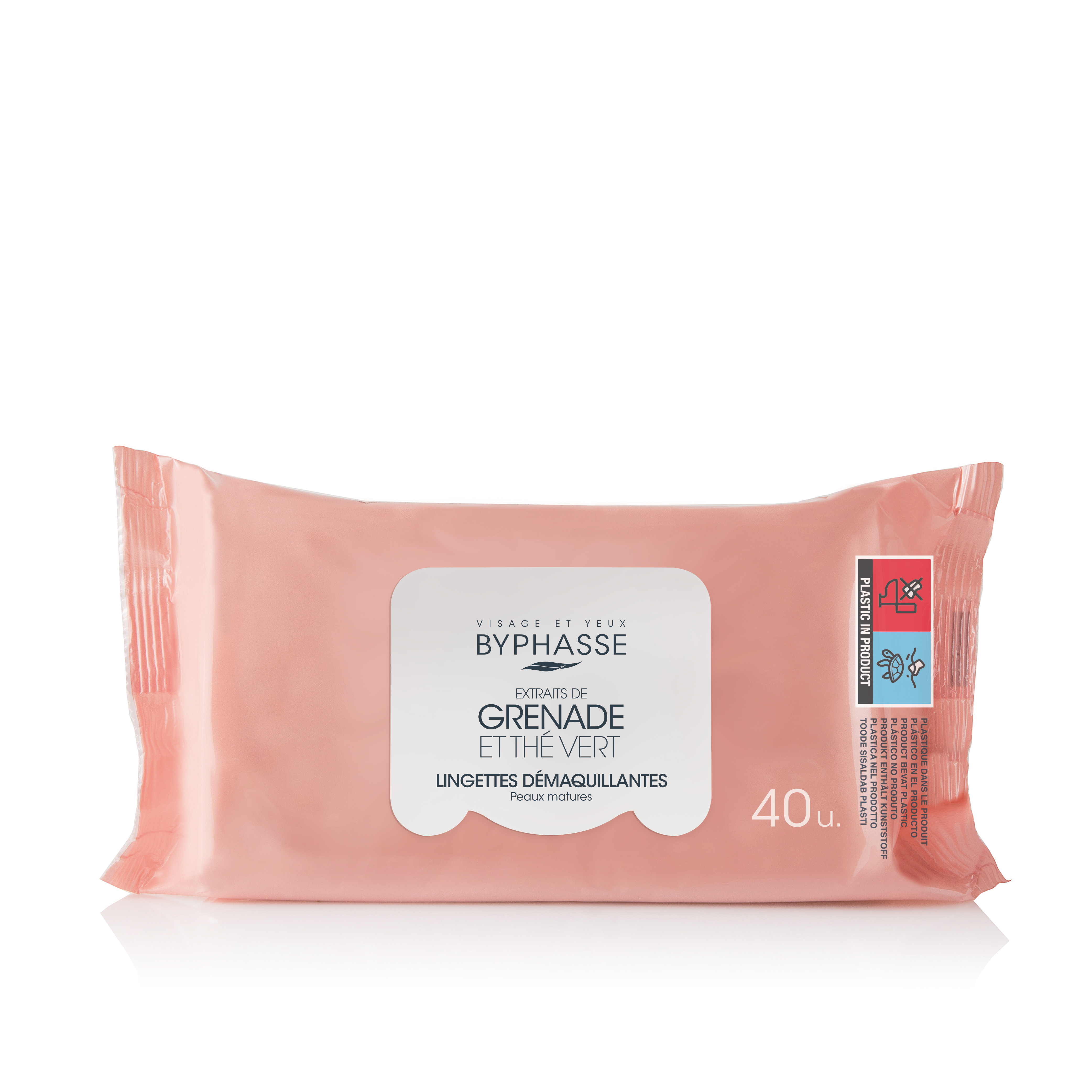 Lingettes Démaquillantes Extrait De Grenade Et Thé Vert Peaux Matures 40u. - BYPHASSE