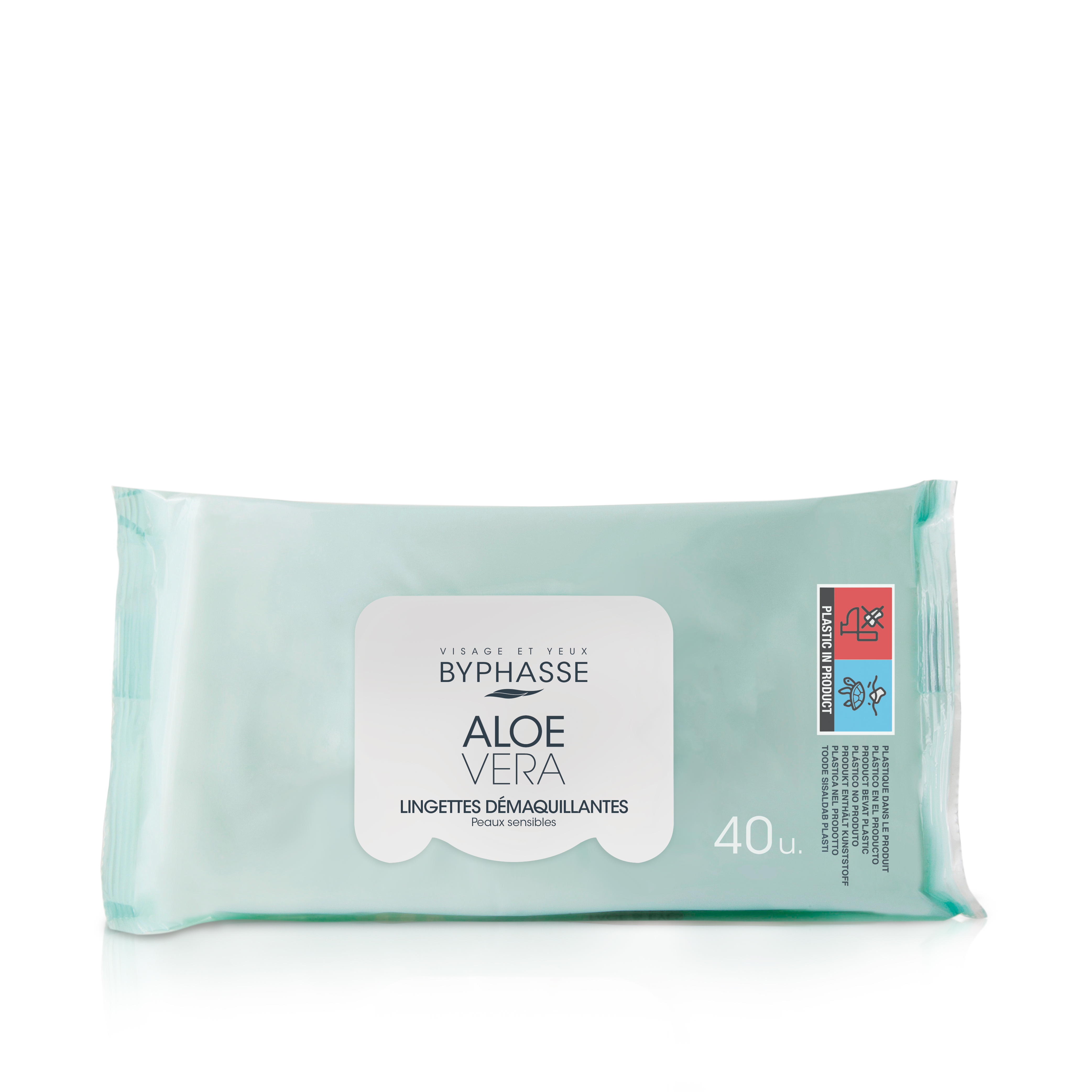 Lingettes Démaquillantes à L'aloe Vera Peaux Sensibles 40u. - BYPHASSE