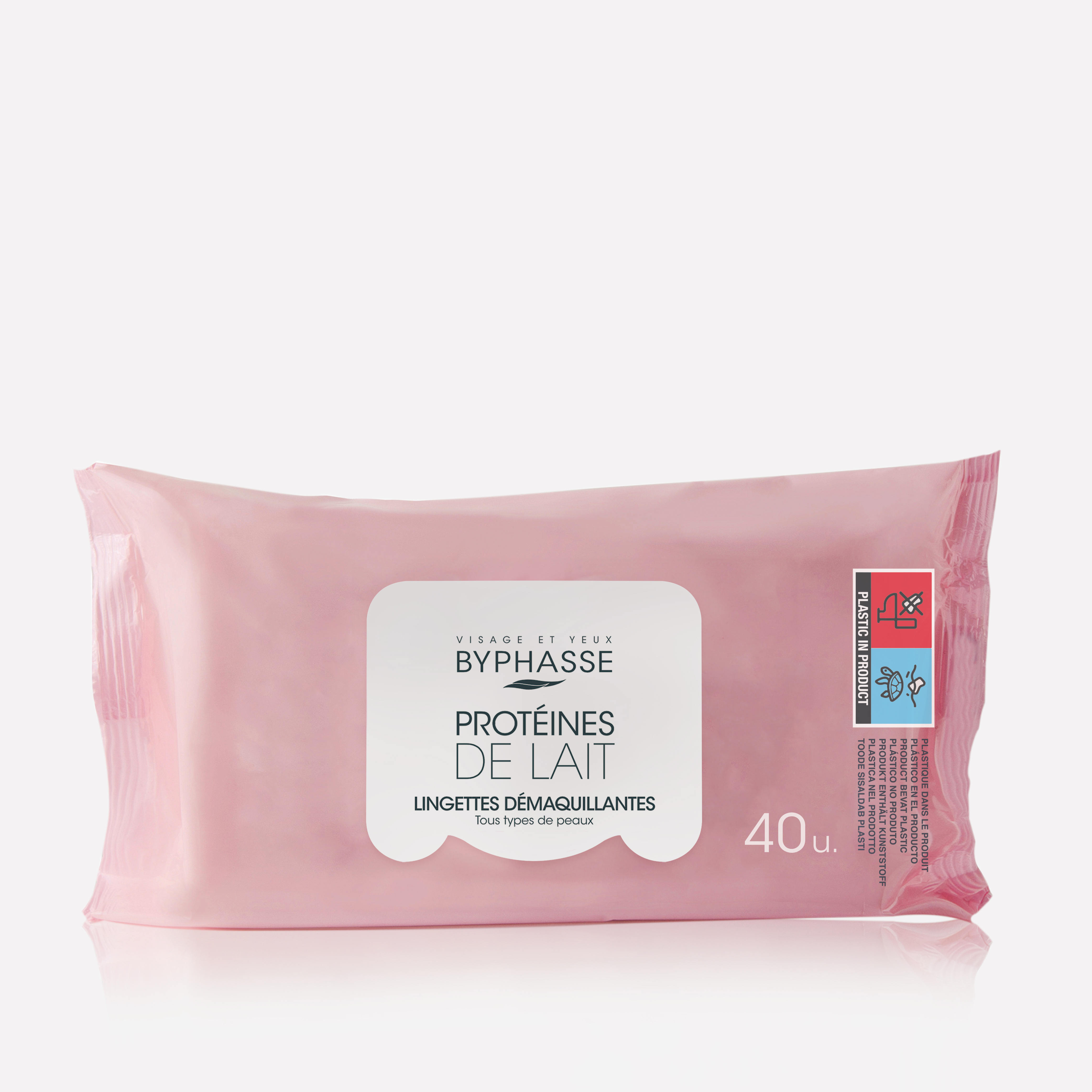 Lingettes Démaquillantes Protéines De Lait Tous Types De Peaux 40u. - BYPHASSE