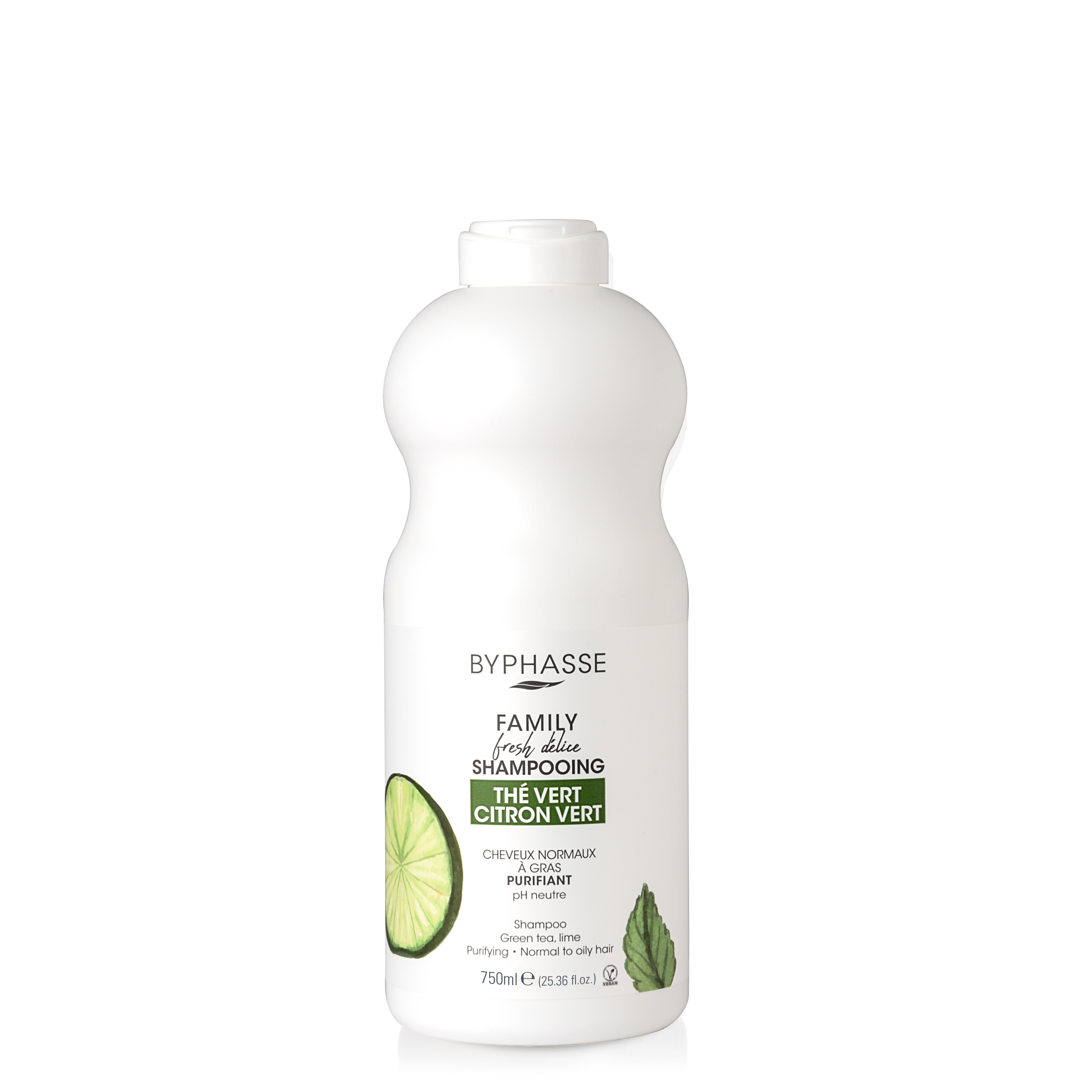Family Fresh Delice Shampooing Thé Vert Et Citron Vert Cheveux Normaux à Gras 750ml - BYPHASSE