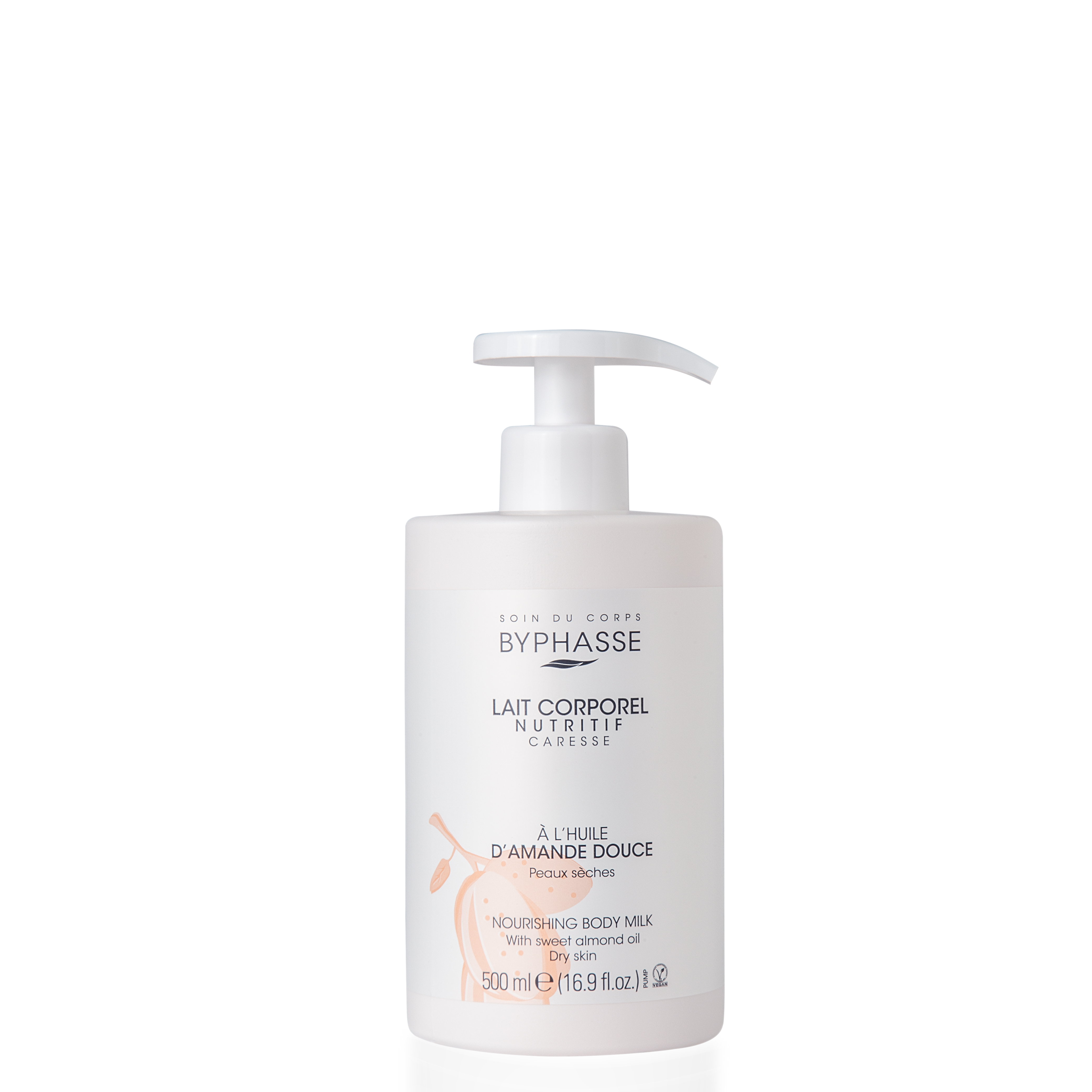 Lait Corporel Nutritif à L'huile D'amande Douce Peaux Sèches (doseur) 500ml - BYPHASSE
