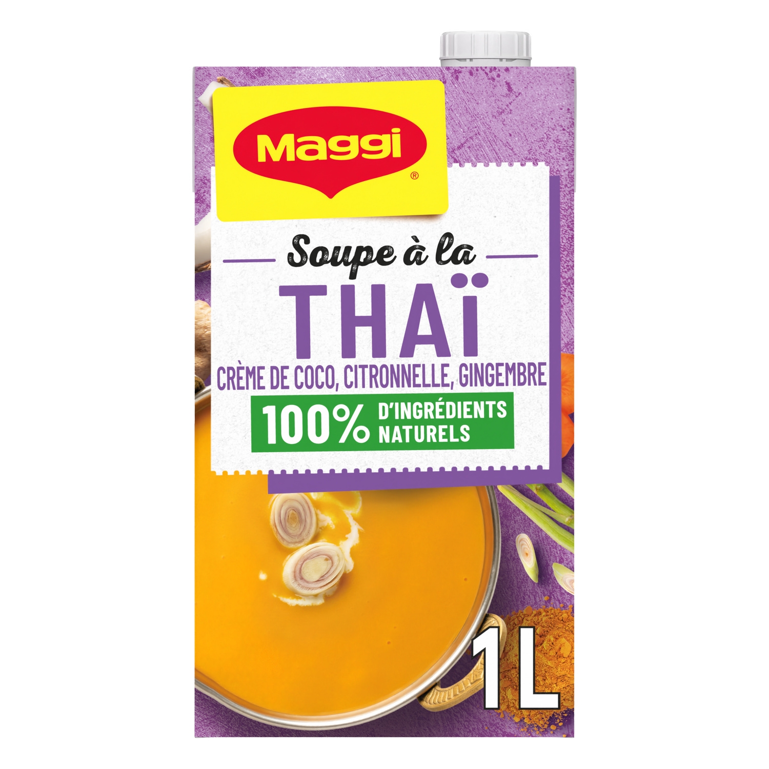 Soupe à la thaï crème de coco citronnelle et gingembre, 1 L - MAGGI