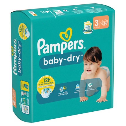 Couches Baby-Dry Midi taille 3 6-10 kg - PAMPERS