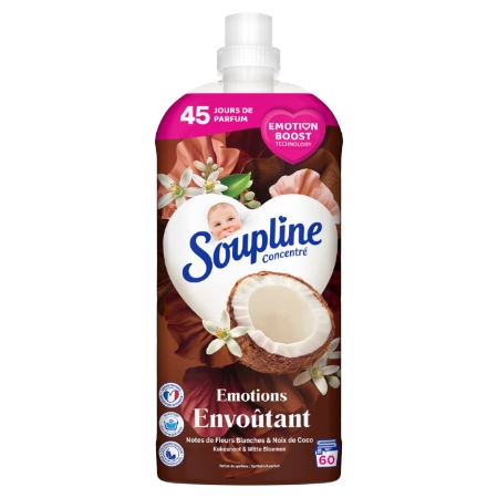 Émotions Envoûtant assouplissant concentré fleurs blanches et noix de coco 45 jours de parfum 60 lavages - SOUPLINE