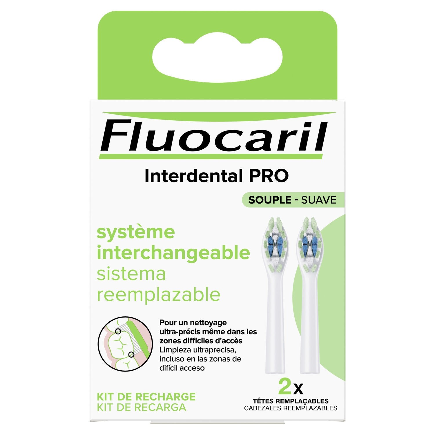 Recharges brossettes interdentaires Interdental Pro souple x2 - FLUOCARIL