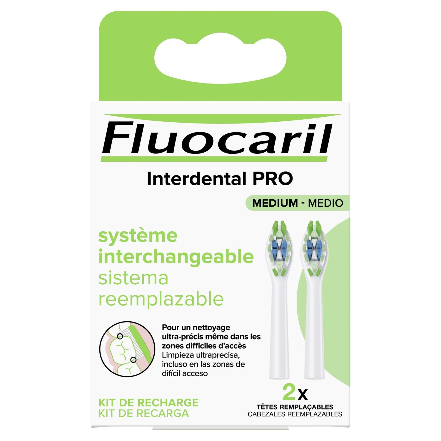 Recharges brossettes interdentaires Interdental Pro medium x2 - FLUOCARIL