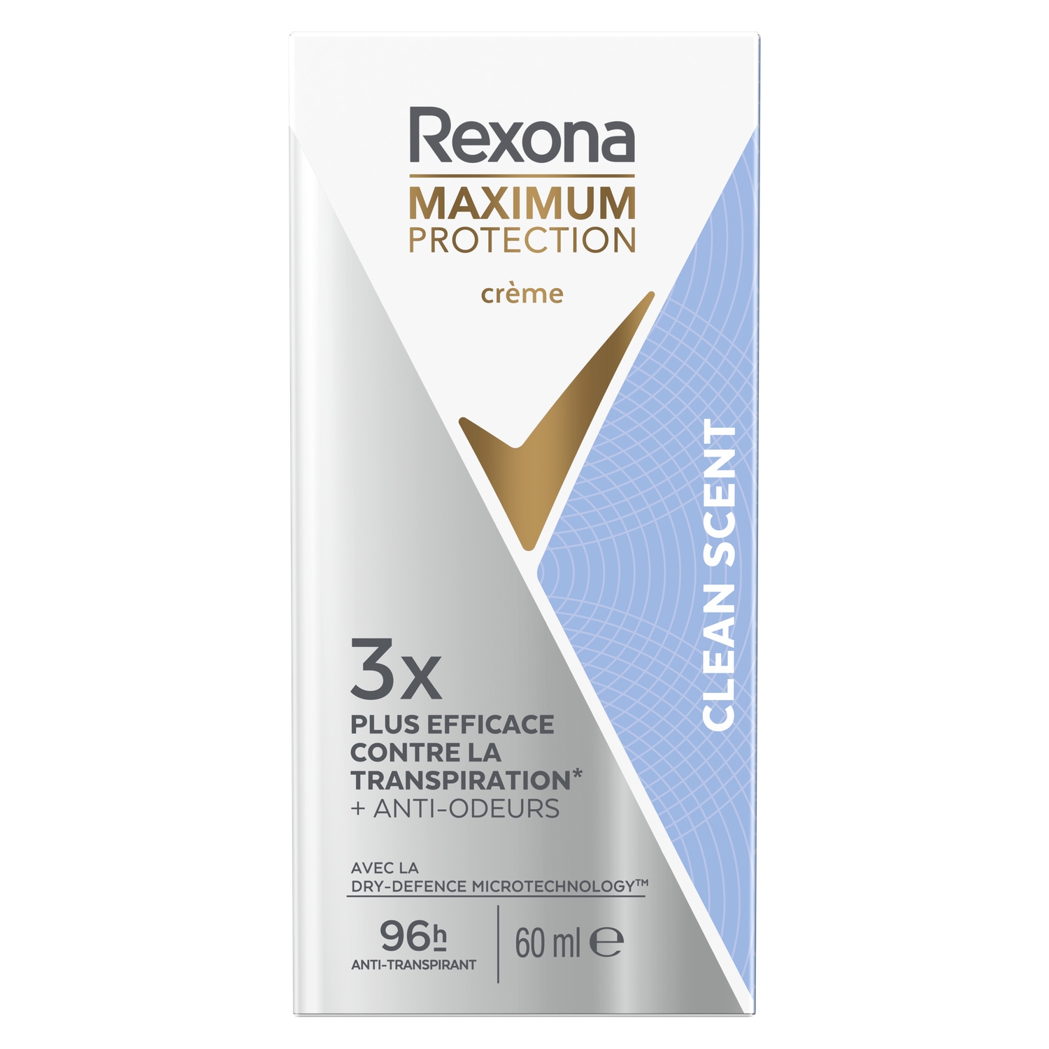Déodorant crème Maximum Protection Clean Scent 96 h, 60 ml - REXONA