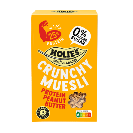 Crunchy Muesli Protein Peanut Butter 25% de protéines sans sucres ajoutés 400 g - HOLIE'S