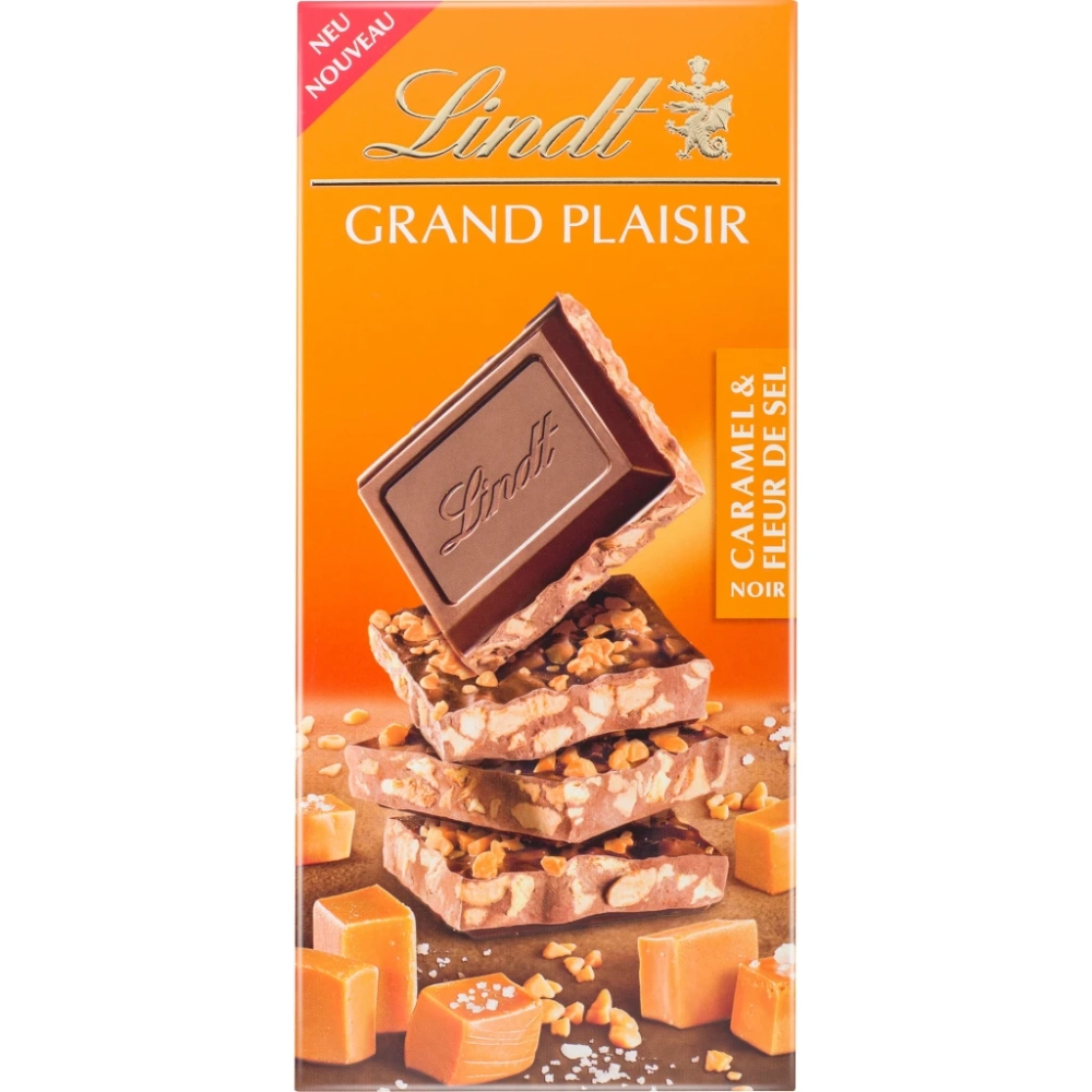 Tablette De Chocolat  Grand Plaisir Noir Caramel Fleur De Sel  150 G - LINDT