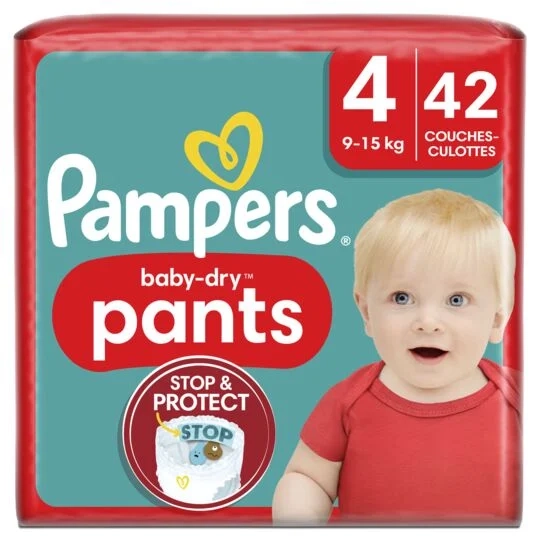 COUCHE BABY-DRY PANTS TAILLE 4 (9-15KG) - PAMPERS