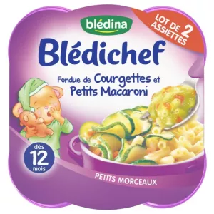 Sahani ya watoto kutoka miezi 12; Blédichef zucchini/macaroni 2x230 g - BLÉDINA
