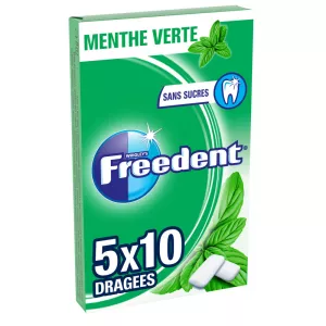 Chewing-gum Menthe Verte Sans Sucres; 5x10 dragées - FREEDENT