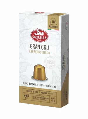 Saquella Bar Italia Espresso Gran Cru Capsules, Box X 10 Caps, 50 G