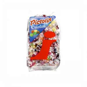 Pictolin Cristal - 6 Assorted Fruit And Cola Flavoured Candies: Banana, Cola, Cherry, Orange, Apple, Blackberry - 1kg Bag X 12