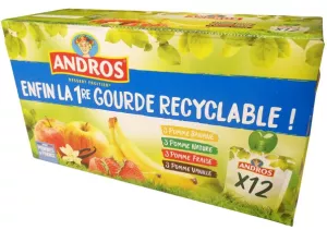 Compote pomme nature sans sucres ajoutés - 12x90g - ANDROS