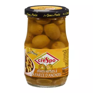 Olives vertes à la farce d'anchois 198g - CRESPO