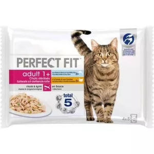 Frische Beutel in Putenfischsauce für sterilisierte ausgewachsene Katzen 4x85g - PERFECT FIT