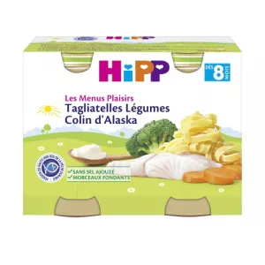 Plat bébé dès 8 mois tagliatelles légumes colin Bio 2x190g - HIPP