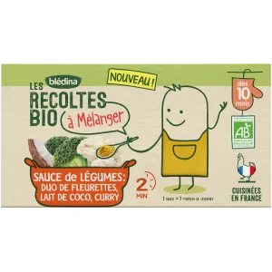 Repas bébé dès 10 mois sauce Duo de fleurette Lait de coco Curry Bio - BLÉDINA