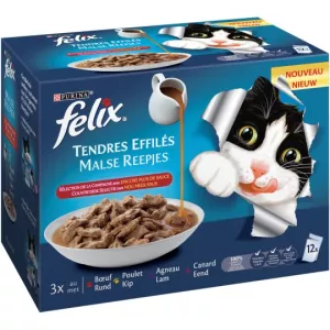Friandises pour chat adulte au bœuf, poulet & agneau 12x85g - PURINA FELIX