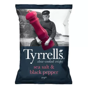 Chips de Pommes de Terre Sel de Mer Et Poivre Concassée, 150g  - TYRRELLS