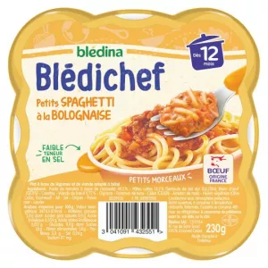 Plat bébé dès 12 mois Petits spaghetti à la Bolognaise Blédichef 230g - BLÉDINA