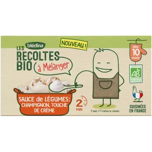 Repas bébé dès 10 mois sauce de champignons, touche de crème Bio 2x150g - BLÉDINA