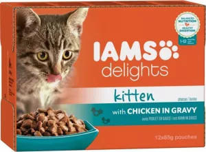 Pâtée pour chat Kitten Chicken Délices Sauce, 12x85g - IAMS