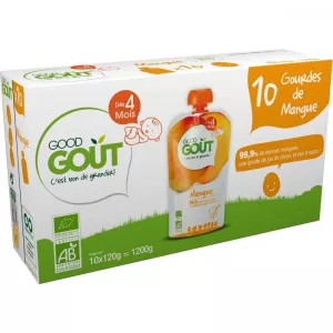 Gourde dessert à la mangue bio dès 4 mois 10x120g - GOOD GOUT